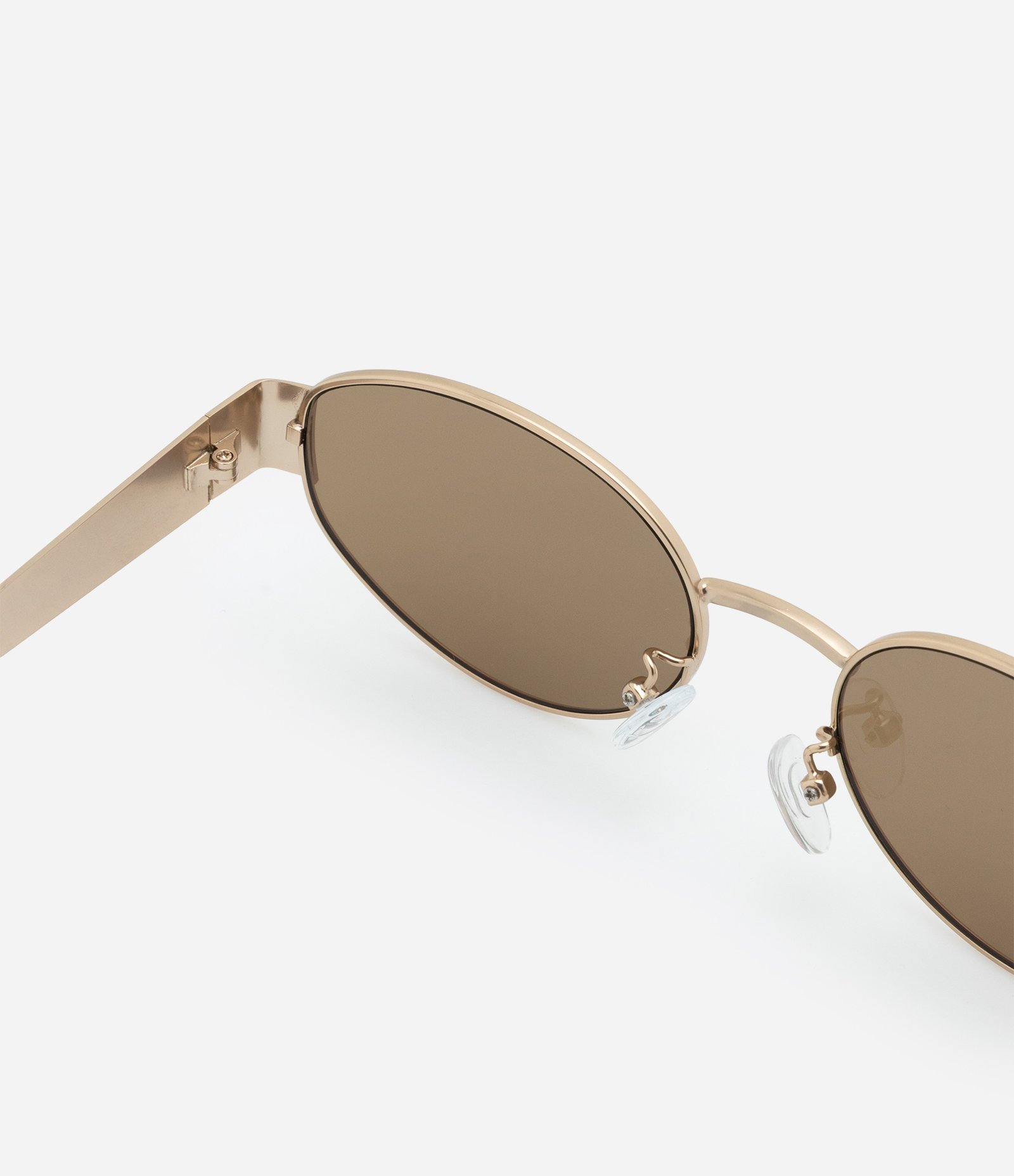 Óculos de Sol Redondo com Hastes Largas Dourado 4