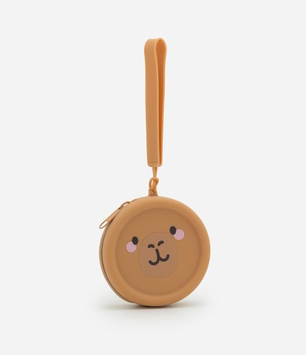 Nécessaire Porta Moedas em Silicone Estampa Carinha de Capivara