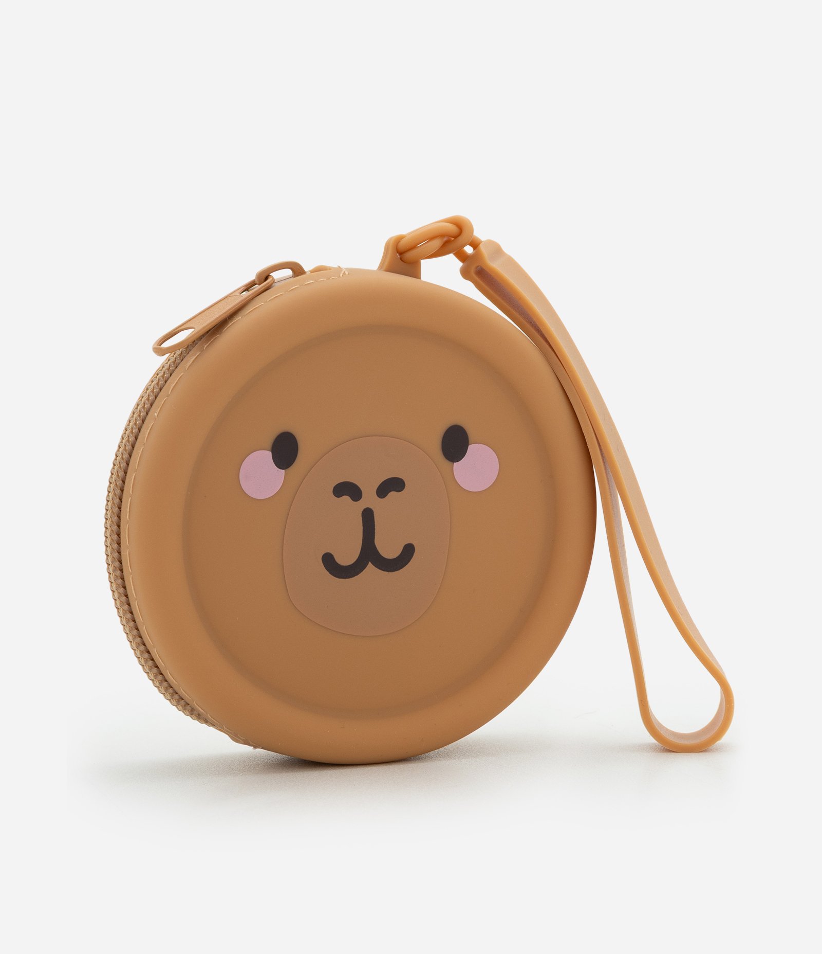 Nécessaire Porta Moedas em Silicone Estampa Carinha de Capivara Marrom 5
