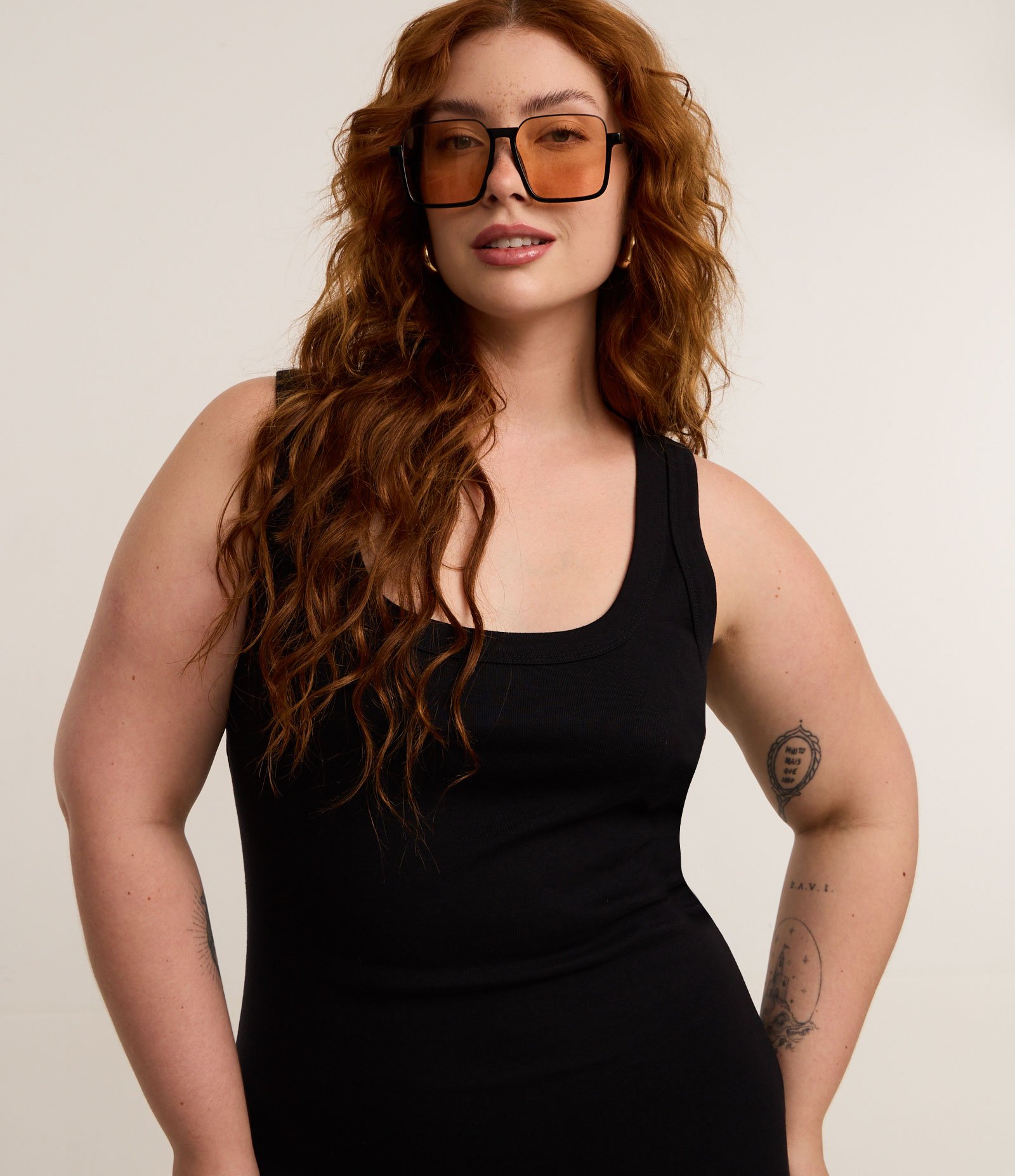 Vestido Midi sem Manga em Ribana Curve & Plus Size Preto 2