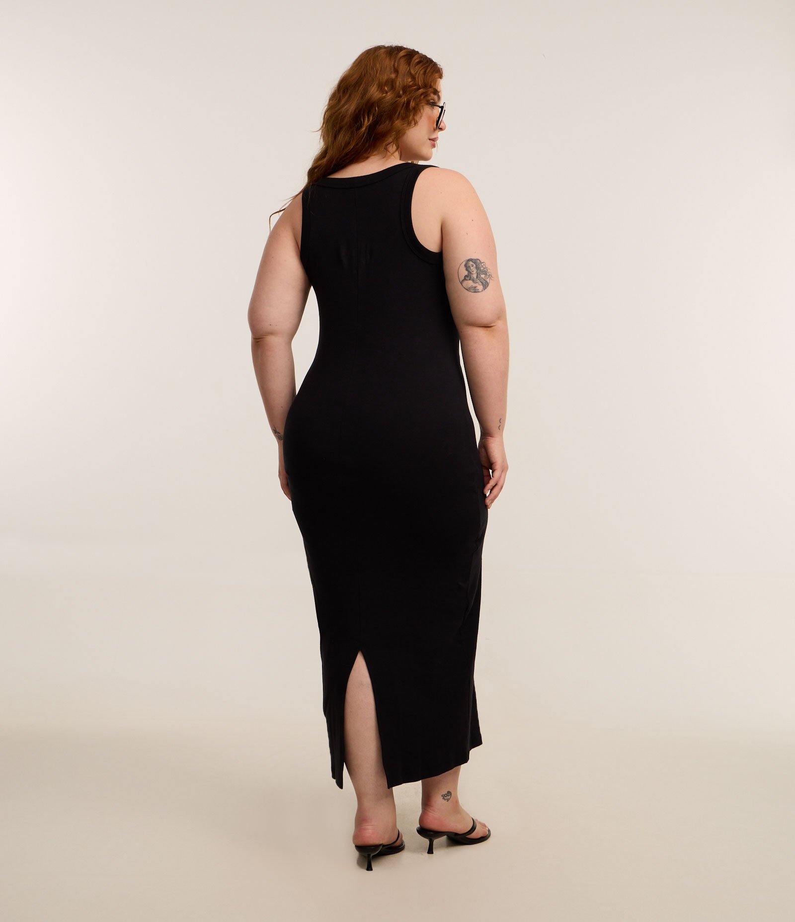 Vestido Midi sem Manga em Ribana Curve & Plus Size Preto 4