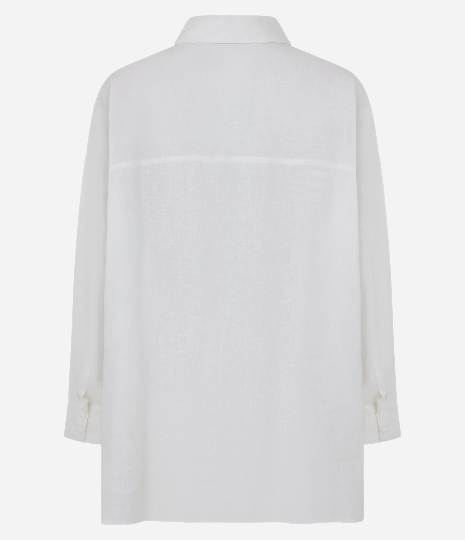 Camisa Oversized em Linho com Bolso no Peito Off White 7