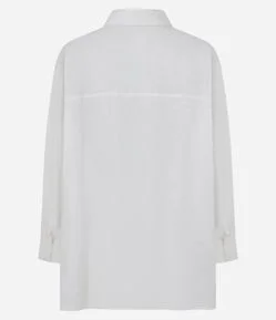 Camisa Oversized em Linho com Bolso no Peito