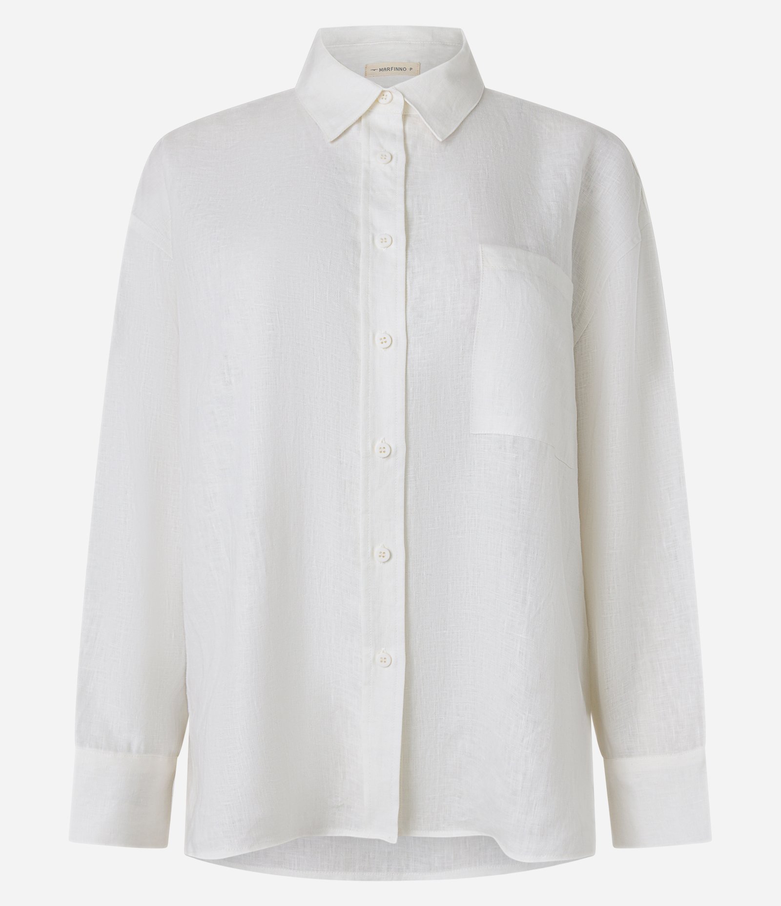 Camisa Oversized em Linho com Bolso no Peito Off White 6