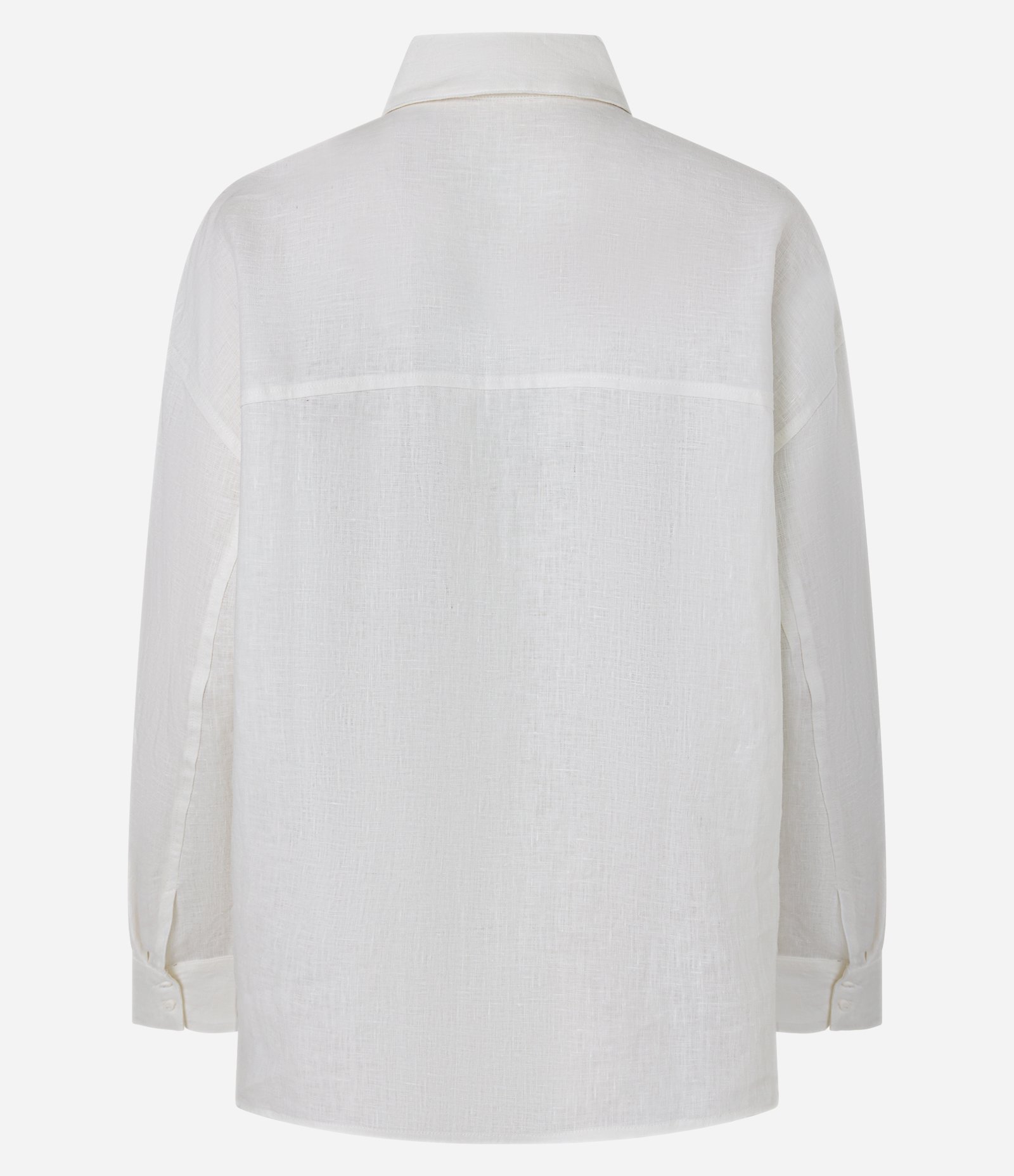 Camisa Oversized em Linho com Bolso no Peito Off White 7