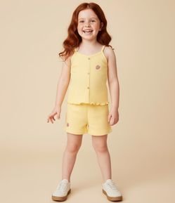 Conjunto Infantil em Ribana com Bordado de Morango - Tam 1 a 6 Anos