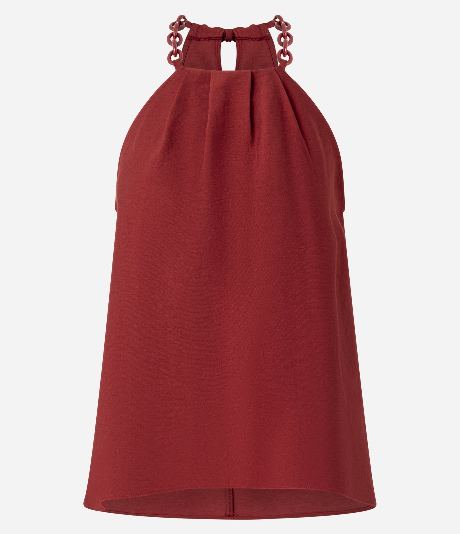 Blusa em Crepe com Corrente na Gola Halter Vermelho 6