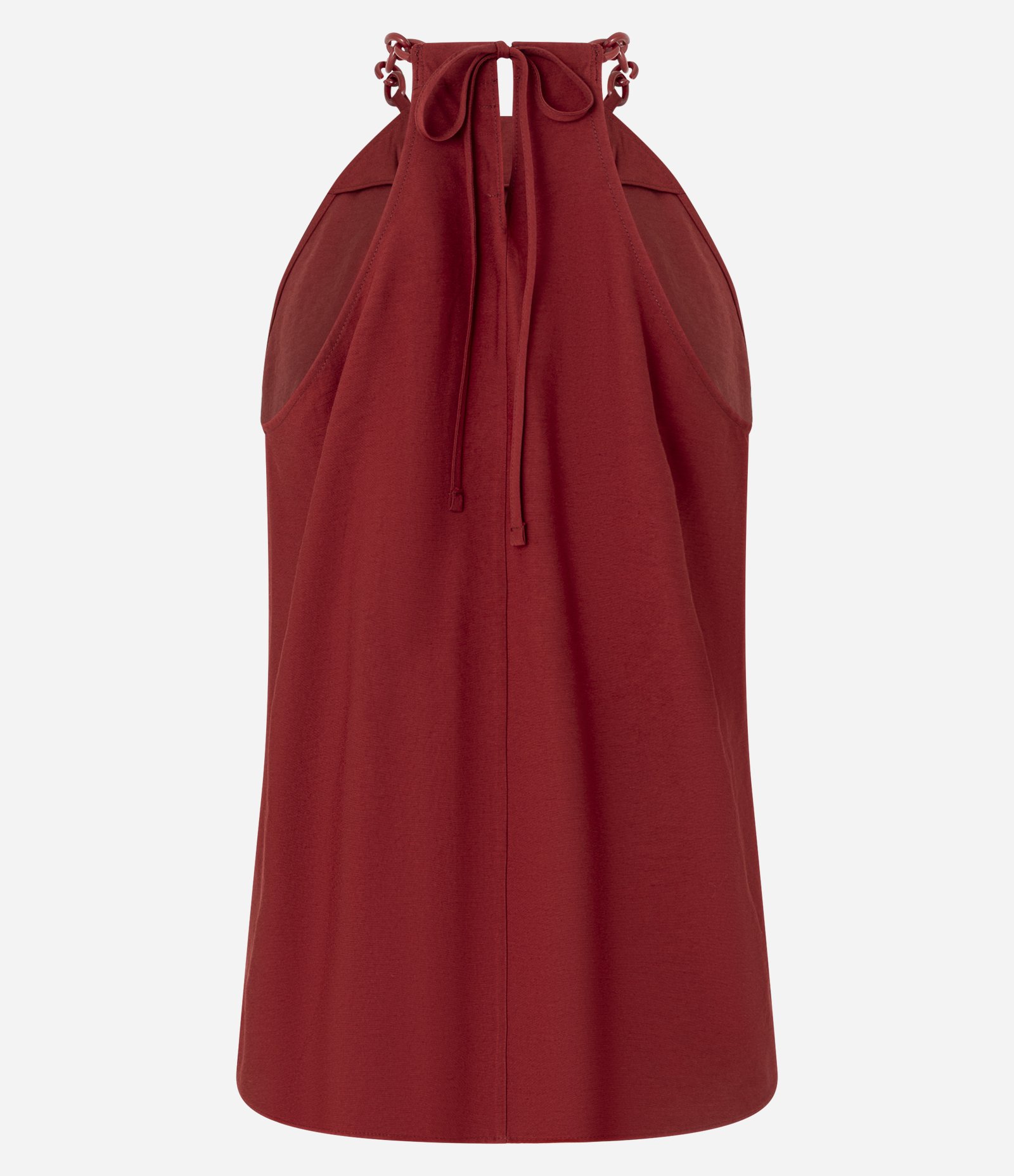 Blusa em Crepe com Corrente na Gola Halter Vermelho 7