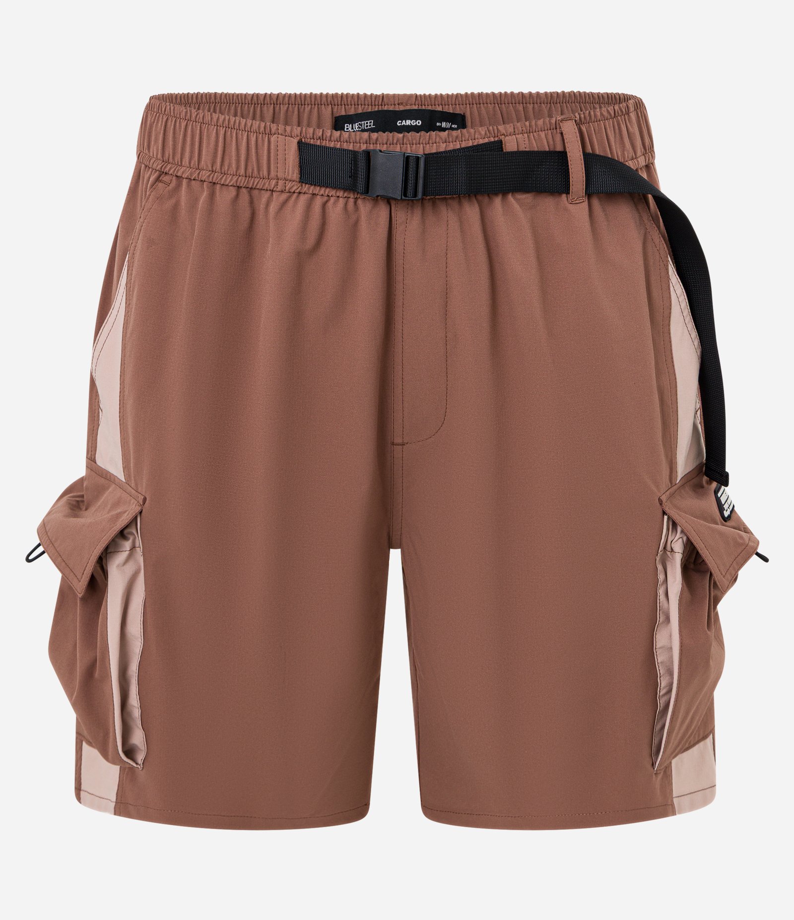 Bermuda Baggy com Cós Elástico Cinto Ajustável e Bolso Cargo Marrom 2