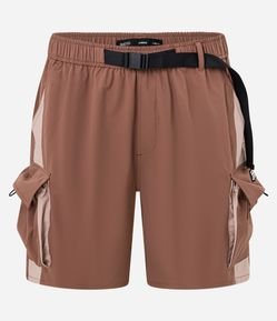 Bermuda Baggy com Cós Elástico Cinto Ajustável e Bolso Cargo