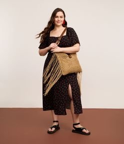Vestido Midi em Crepe com Estampa de Cerejinhas Curve & Plus Size
