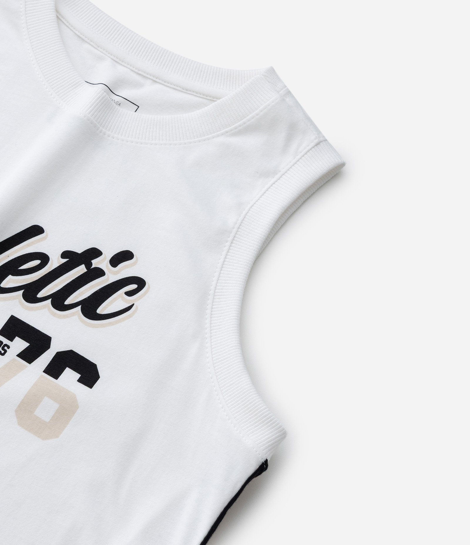 Regata Esportiva Infantil com Lettering Athletic - Tam 5 a 14 Anos Branco 5