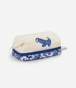 Necessaire Retangular em Algodão com divisória e Bordado