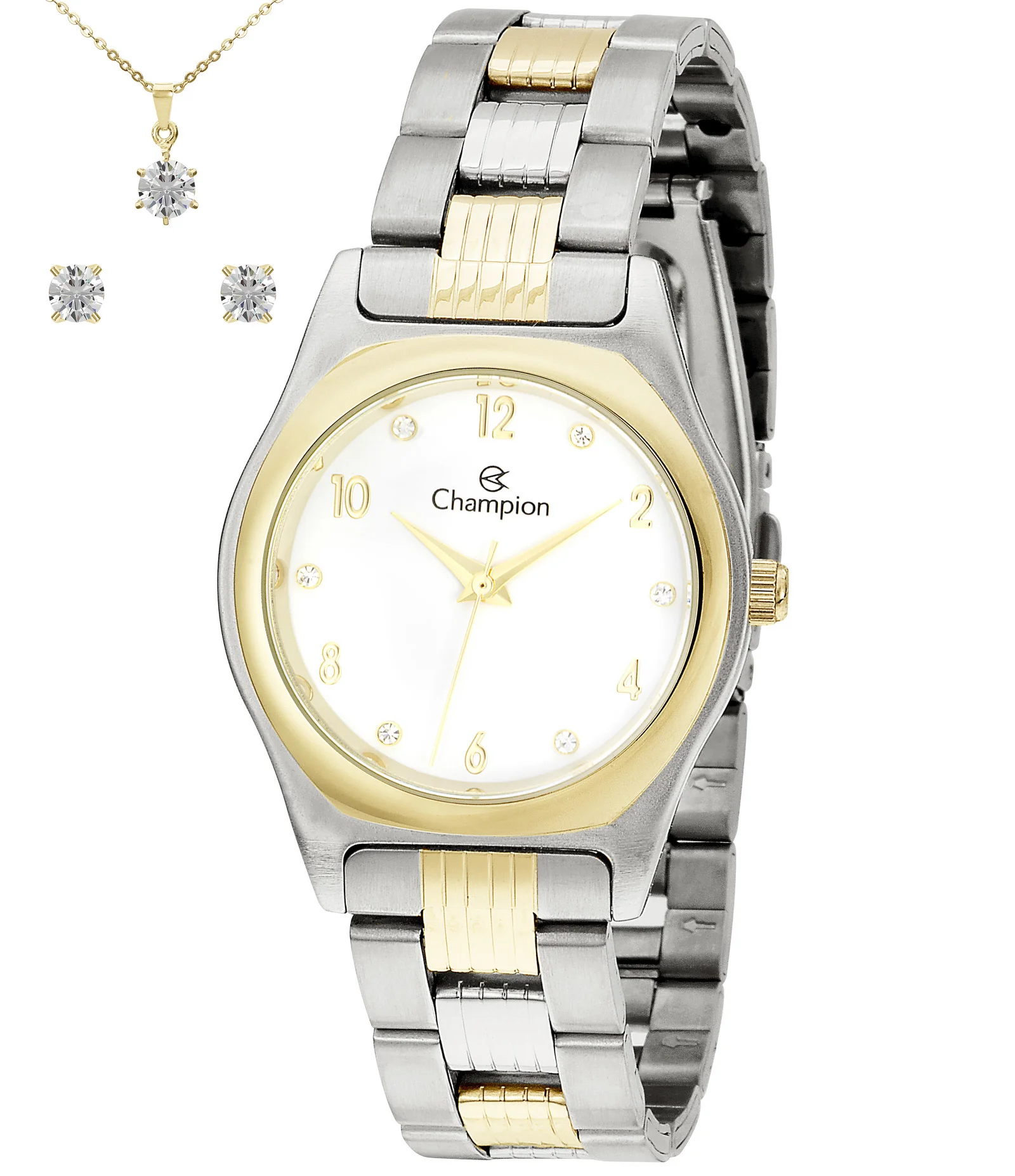 Kit Relógio Analógico Feminino Champion   Bicolor 1