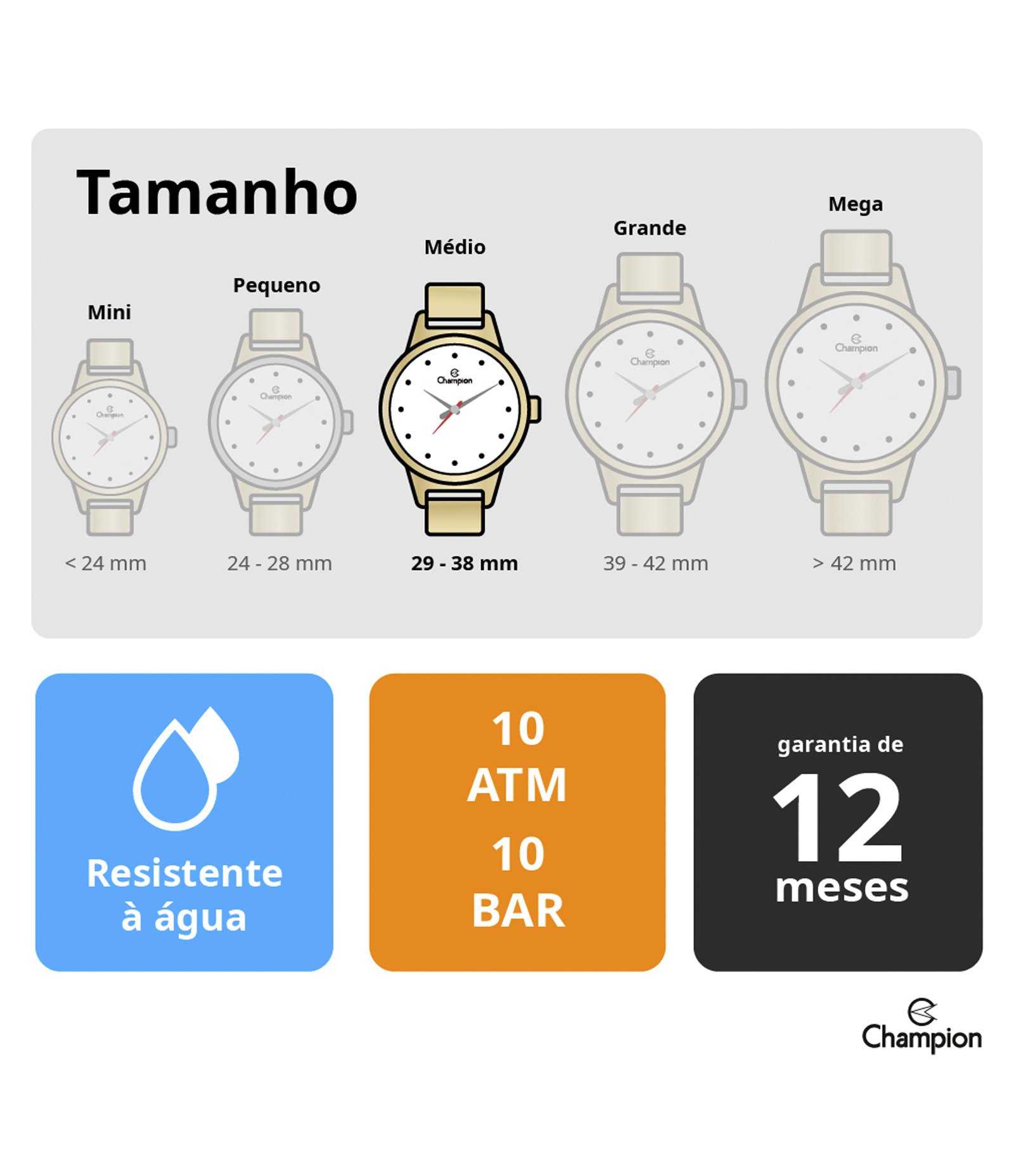 Kit Relógio Analógico Feminino Champion   Bicolor 4