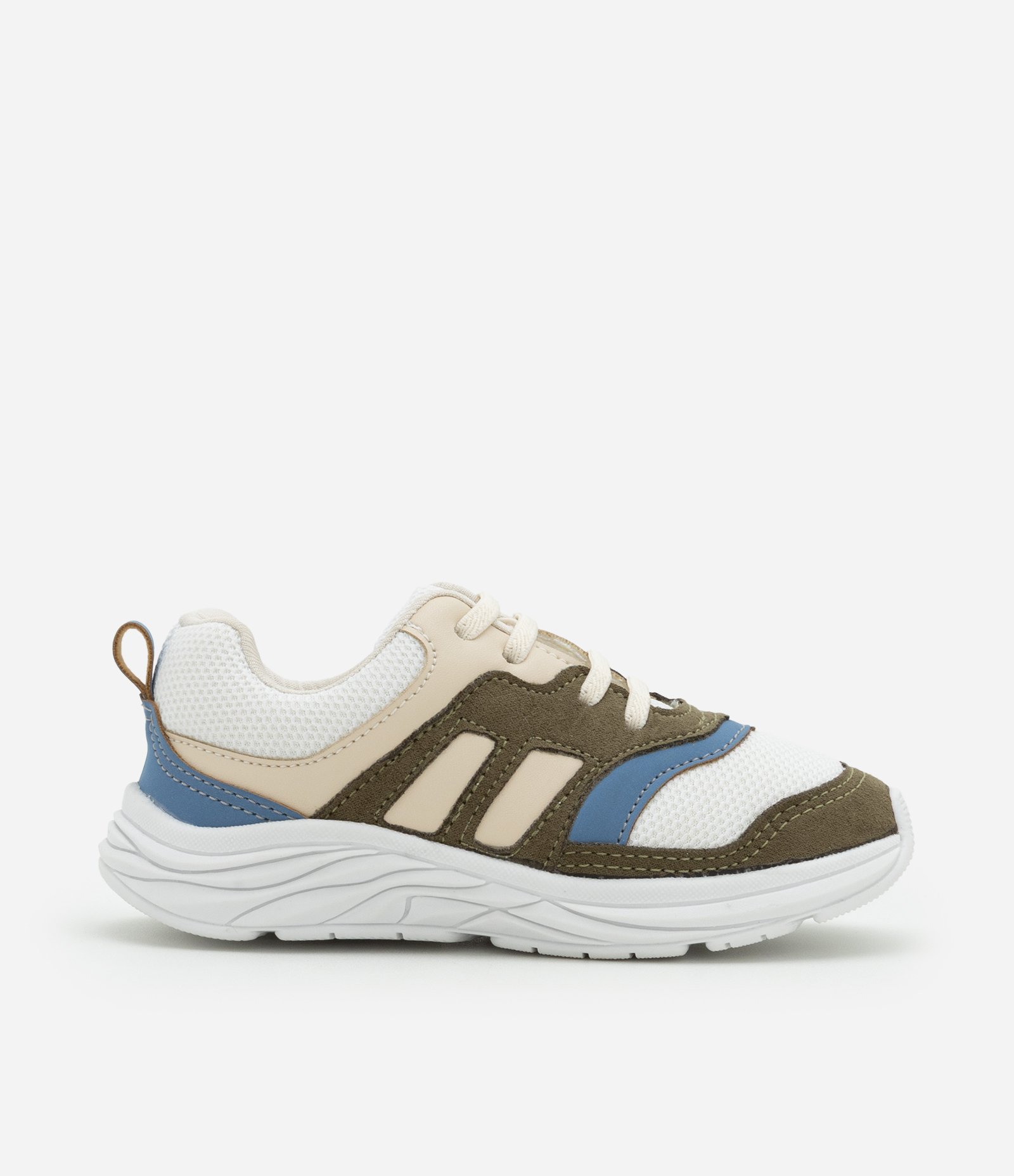 Tênis Esportivo com Recortes Contrastantes - Tam 20 ao 27 Verde/Bege 5