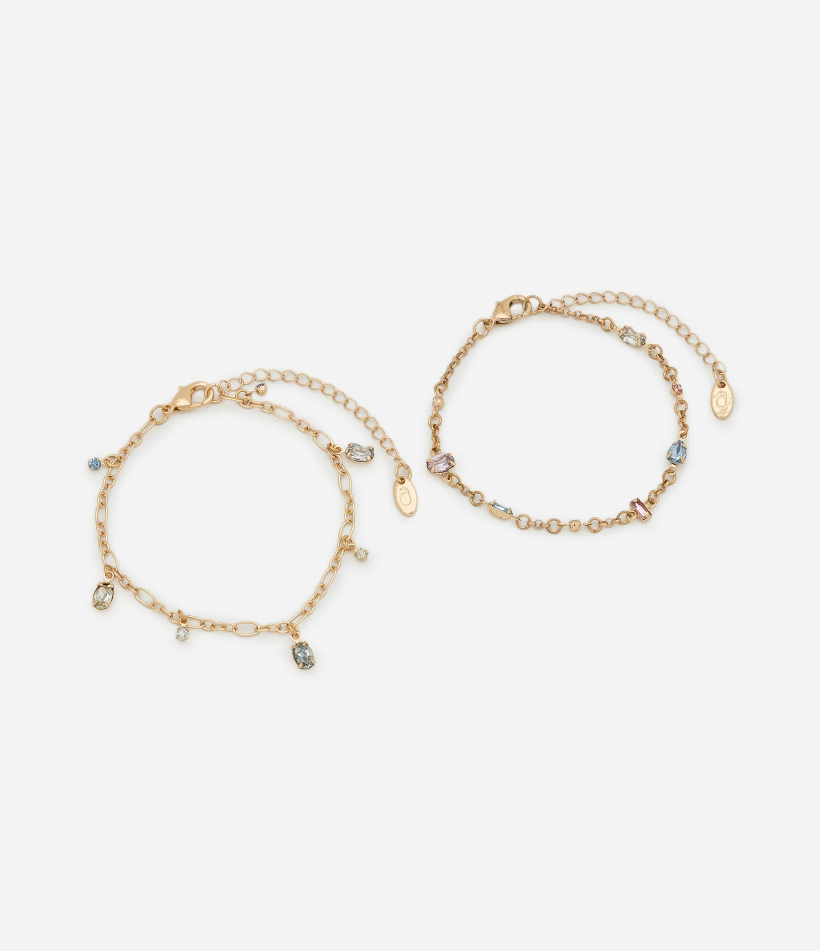 Kit 02 Pulseiras em Strass com Pingente Cristais Artificiais Dourado 1