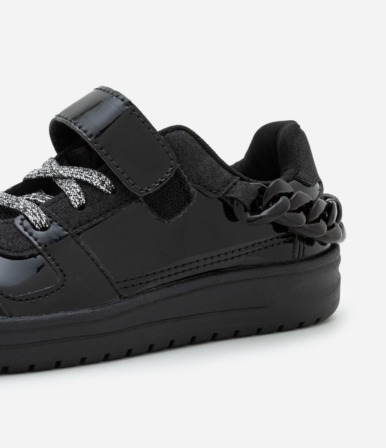 Tênis Infantil em PU com Detalhe de Corrente - Tam 28 ao 34 Preto 6