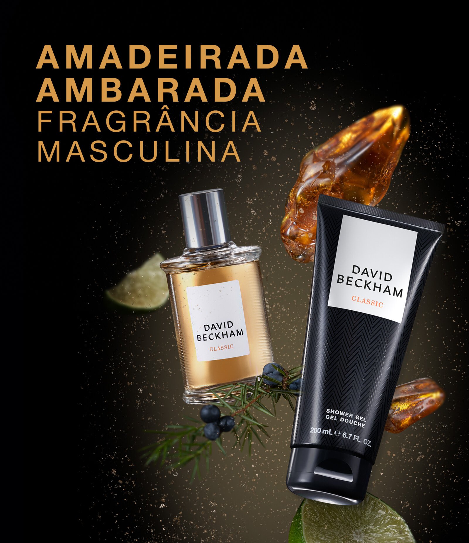 Coffret Perfume David Beckham Classic Eau De Toilette 50ml + Gel de Banho 200ml KIT 4