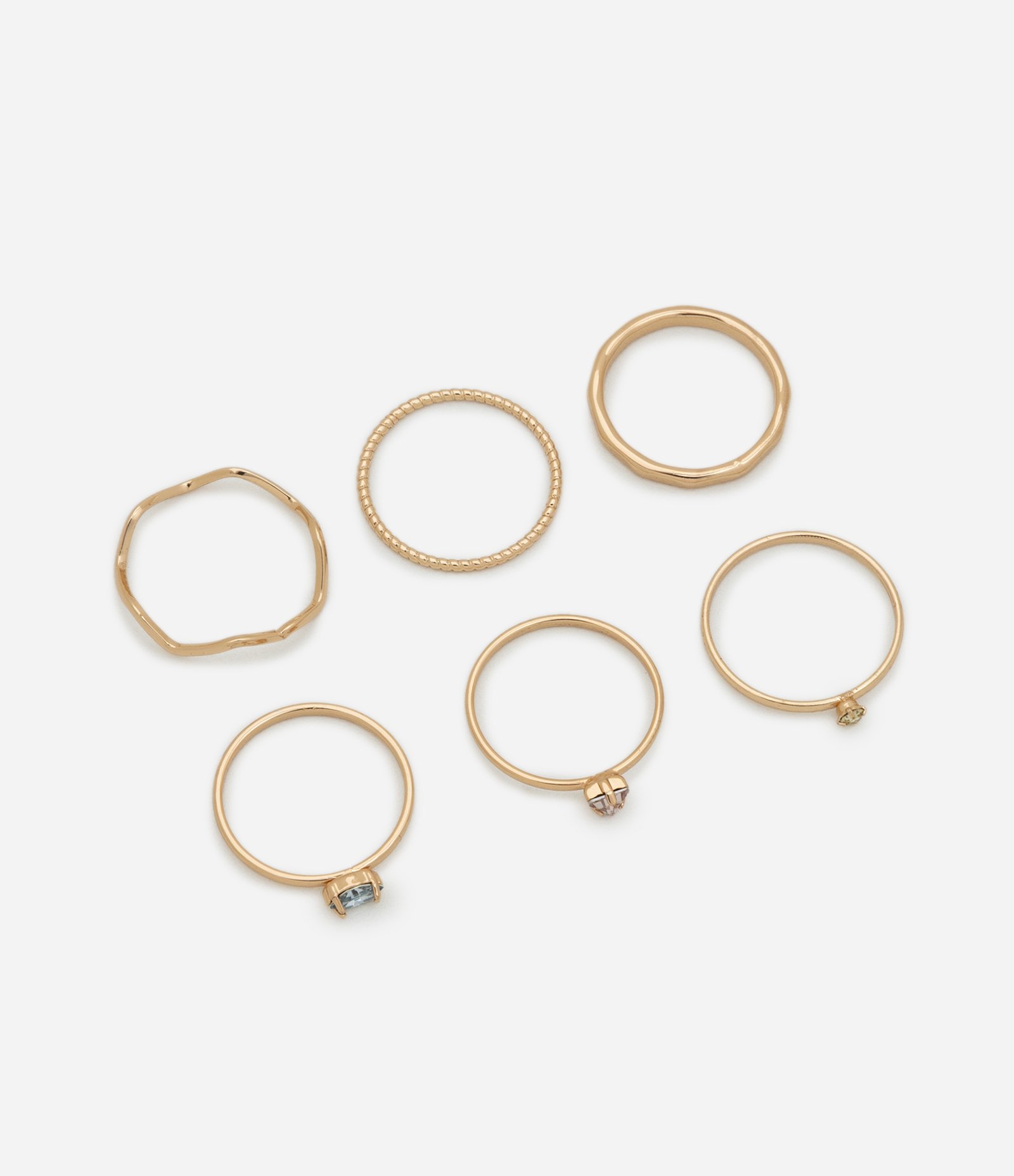 Kit 06 Anéis dom Diferentes Formatos Delicados Dourado 1