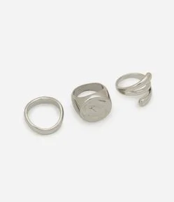 Kit 3 Anel em Metal Diversas Formas