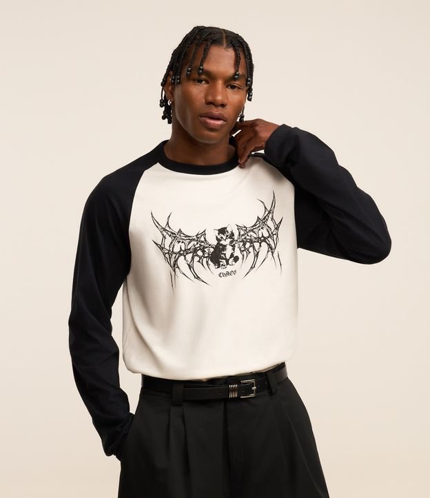 Camiseta Comfort em Algodão com Estampa de Gato