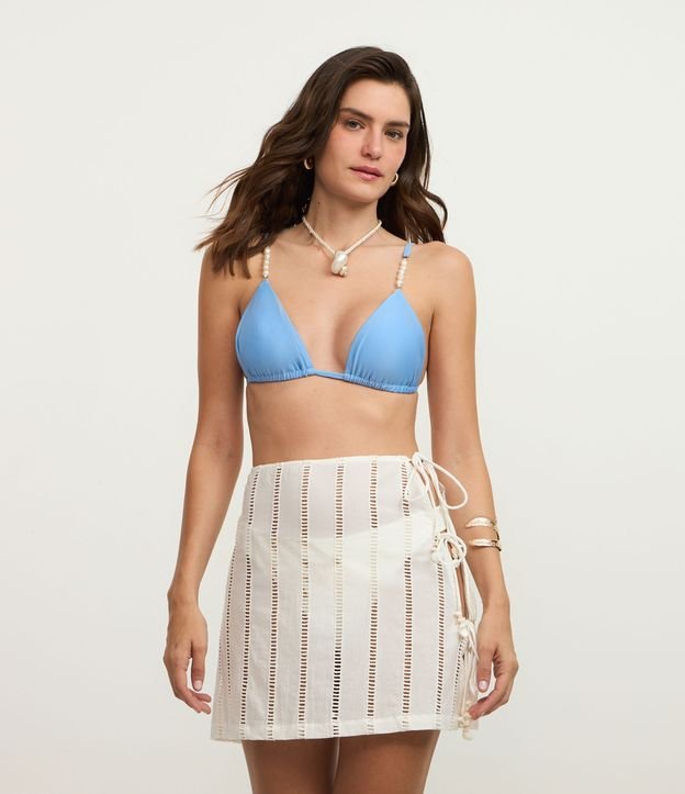 Saída de Praia Saia Curta com Detalhe Laise e Laços Laterais