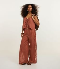 Saída de Praia Calça em Laise com Fenda Lateral