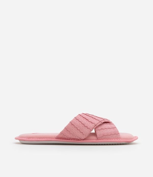 Pantufa Aberta com Cabedal Cruzado Texturizado