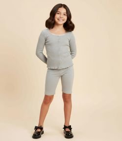 Blusa Infantil em Ribana com Sobreposição de Renda - Tam 5 a 14 Anos