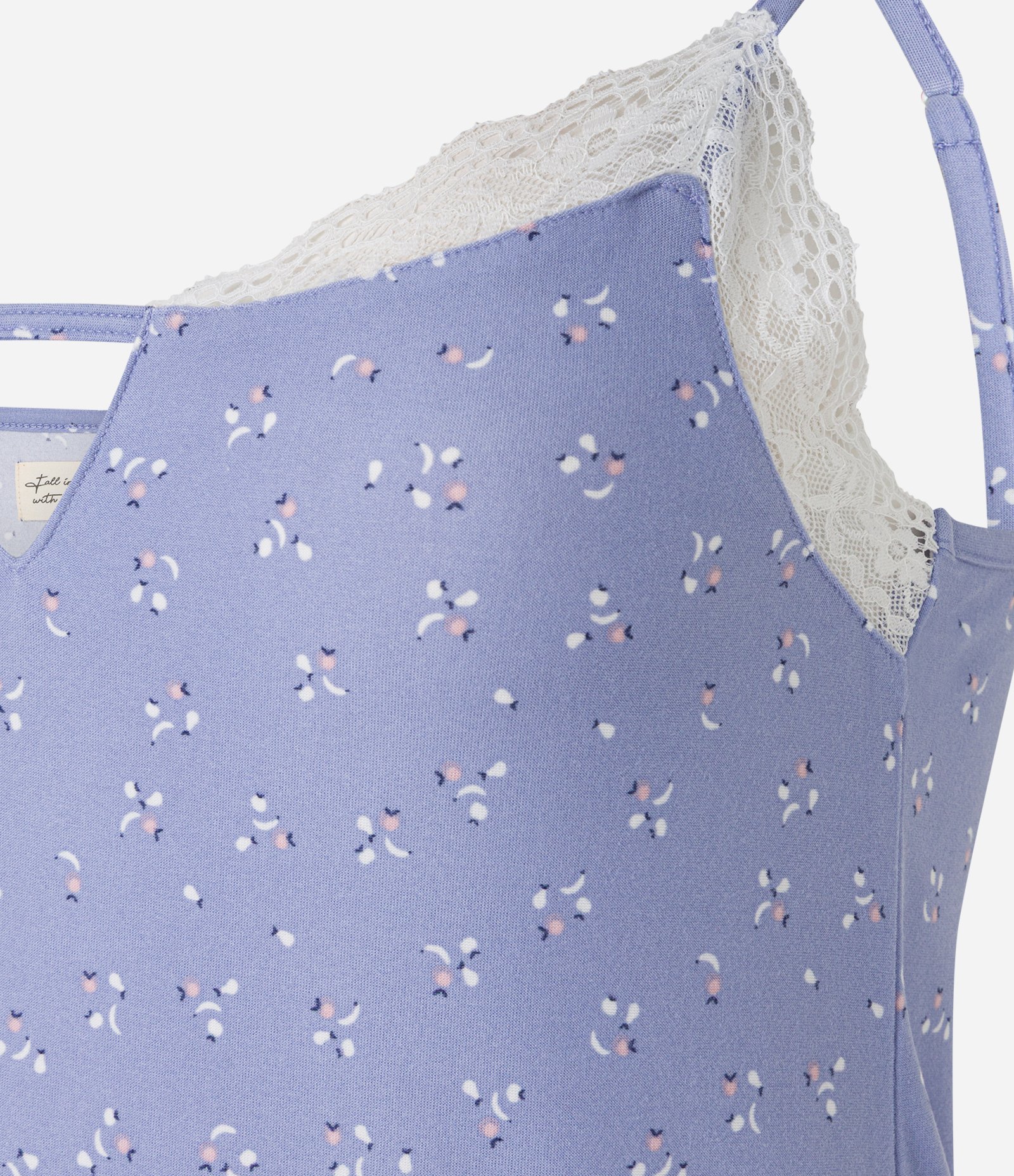 Pijama Short Doll em Peach Touch com Rendinha e Estampa de Mini Frutas Roxo 5