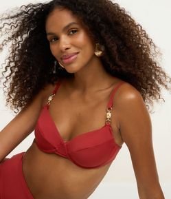 Biquíni Top Meia Taça em Microfibra com Pedraria nas Alças