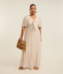 Vestido Longo em Viscose com Amarração e Estampa Étnica Curve & Plus Size
