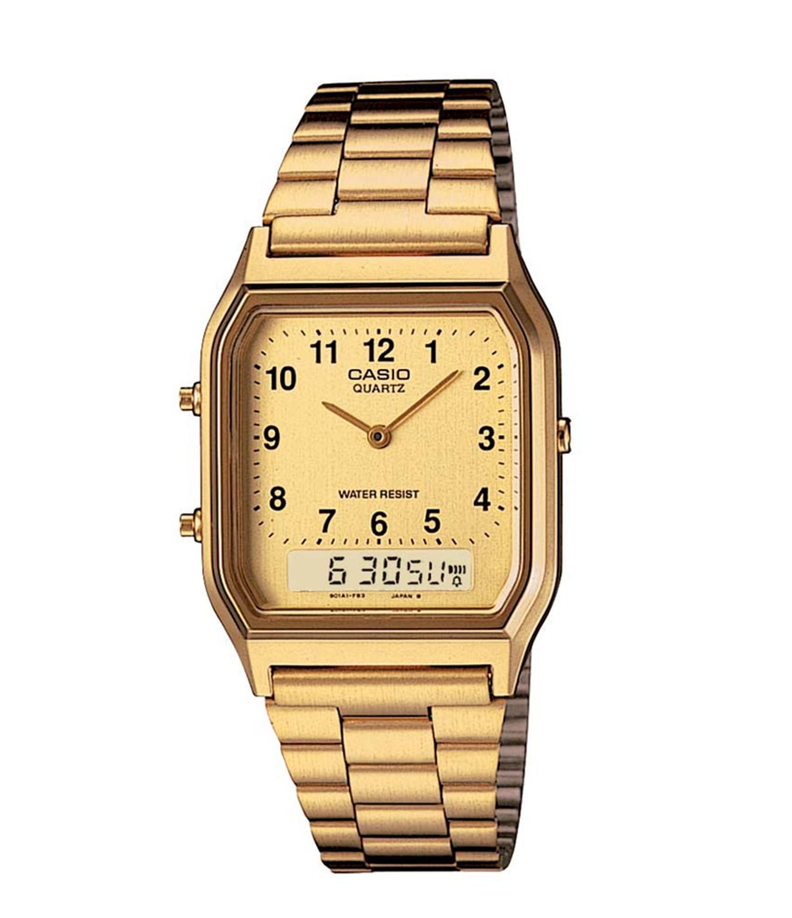 Relógio Anadigi em Resina Dourado Modelo Vintage Unissex Casio Dourado 1