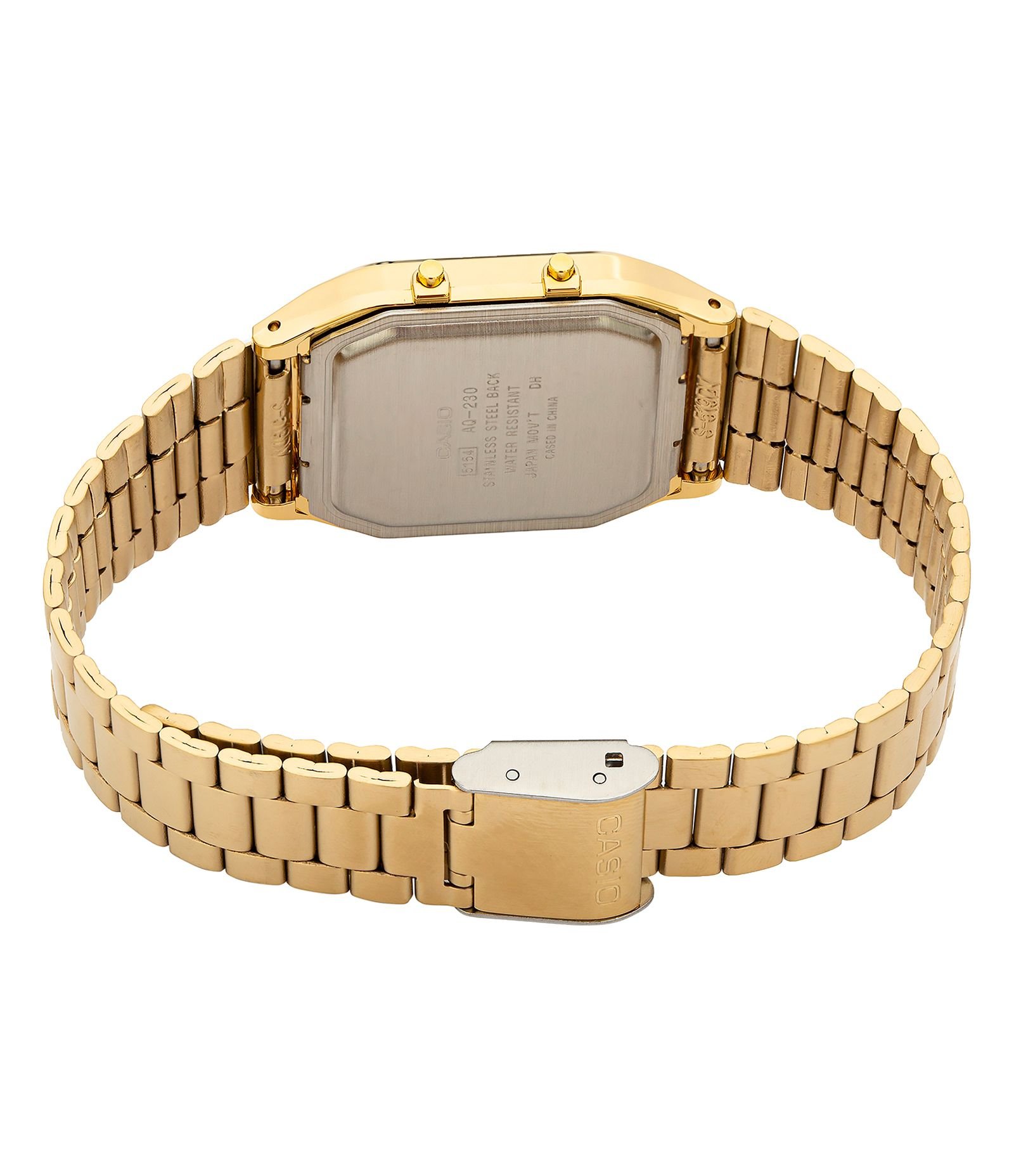 Relógio Anadigi em Resina Dourado Modelo Vintage Unissex Casio Dourado 3
