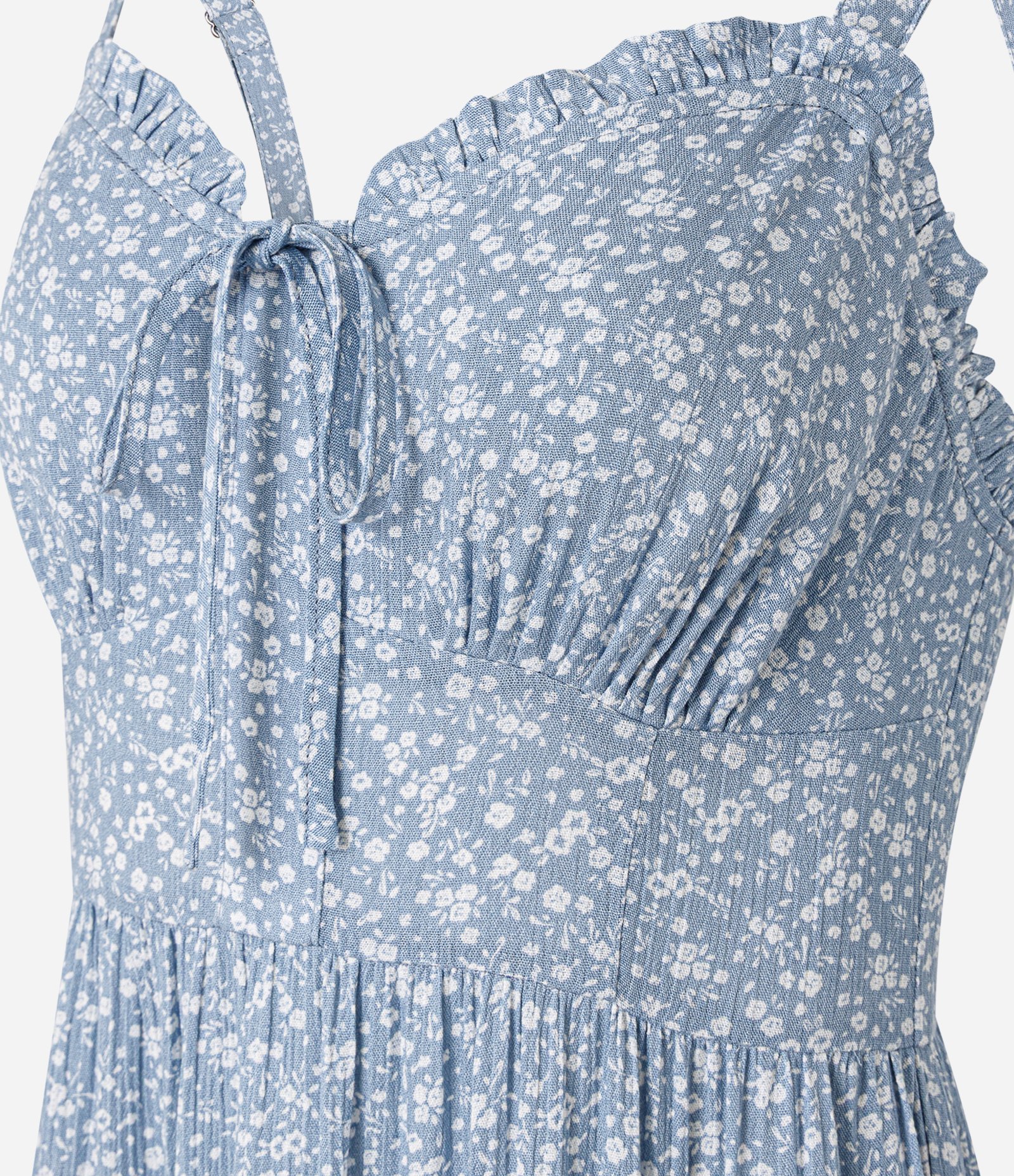 Vestido Longo em Viscose com Estampa Floral Azul Jeans 7