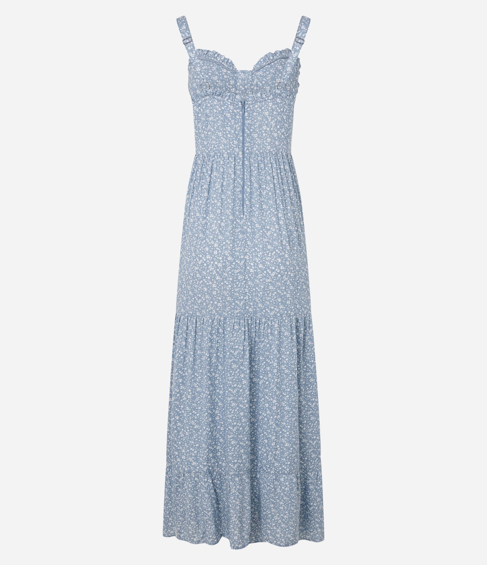 Vestido Longo em Viscose com Estampa Floral Azul Jeans 8
