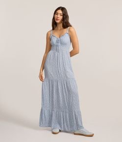 Vestido Longo em Viscose com Estampa Floral
