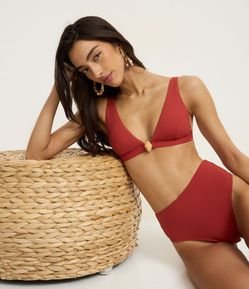 Biquíni Top Triangulo Fixo Alongado em Microfibra com Pedra no Centro