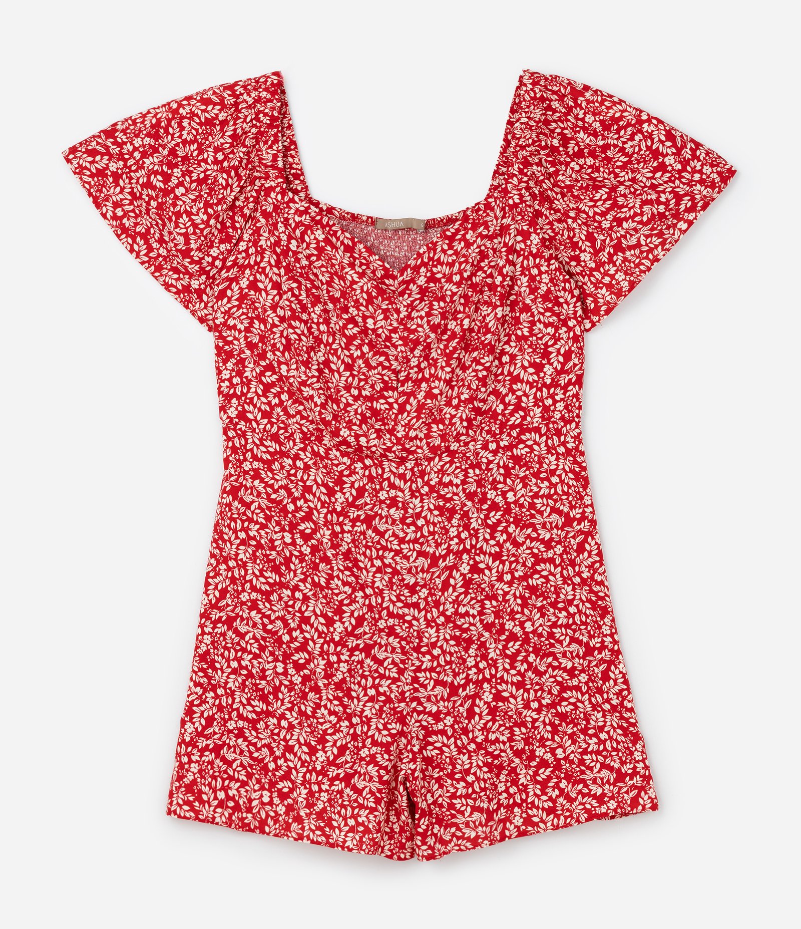 Macaquinho de Viscose com Estampa Liberty e Amarração no Busto Curve & Plus Size Vermelho 6