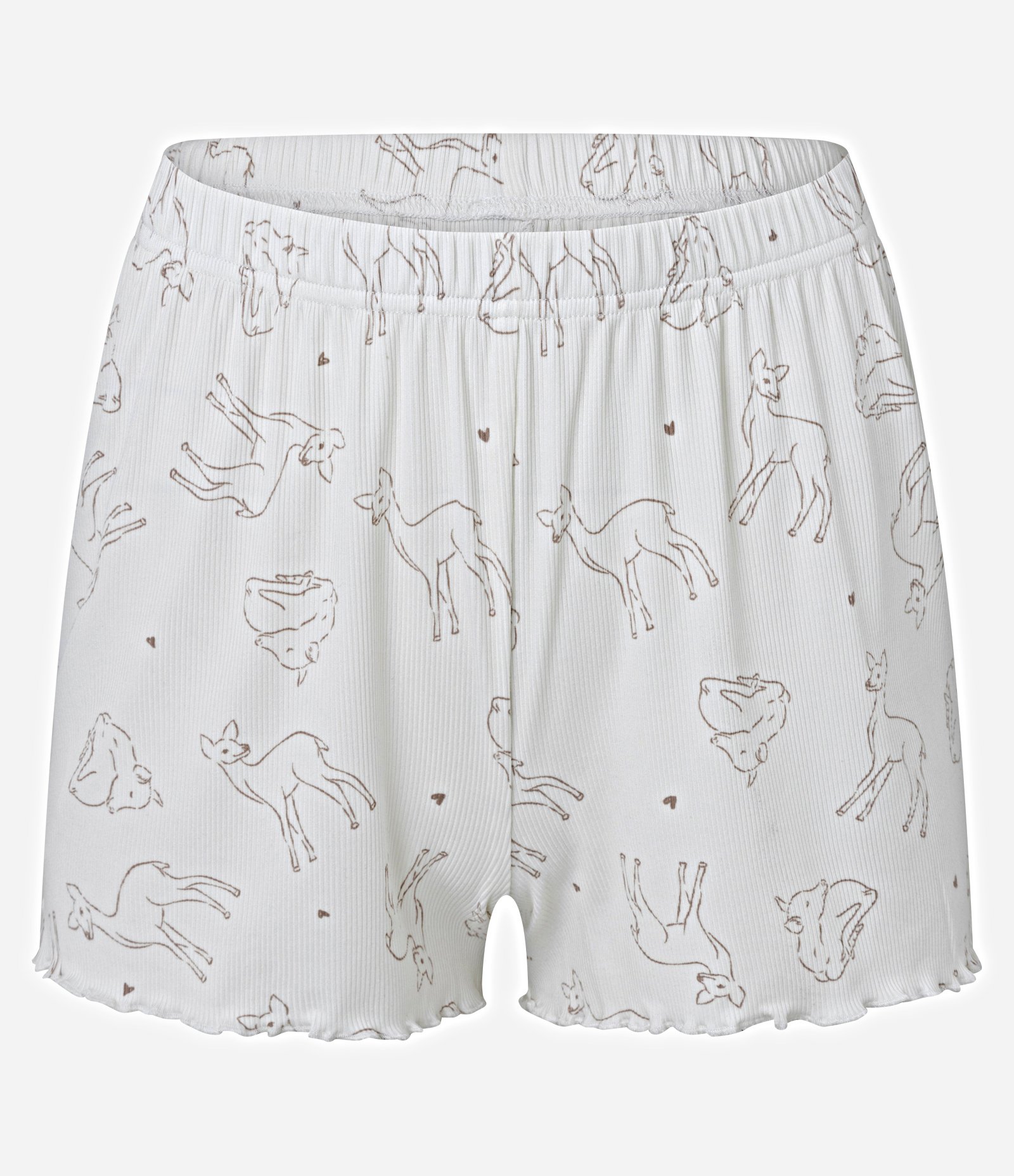 Pijama Short Doll em Ribana com Estampa de Bichinho Branco 8
