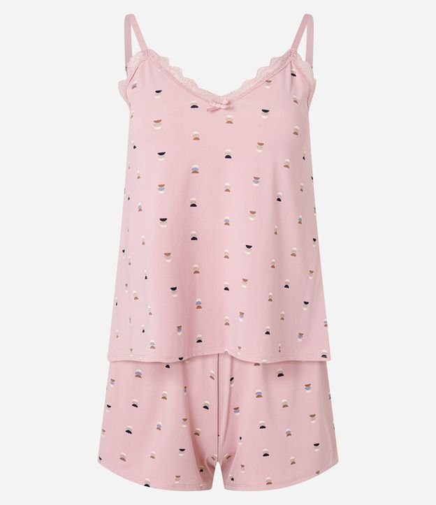 Pijama Short Doll em Microfibra Estampado de Repetição