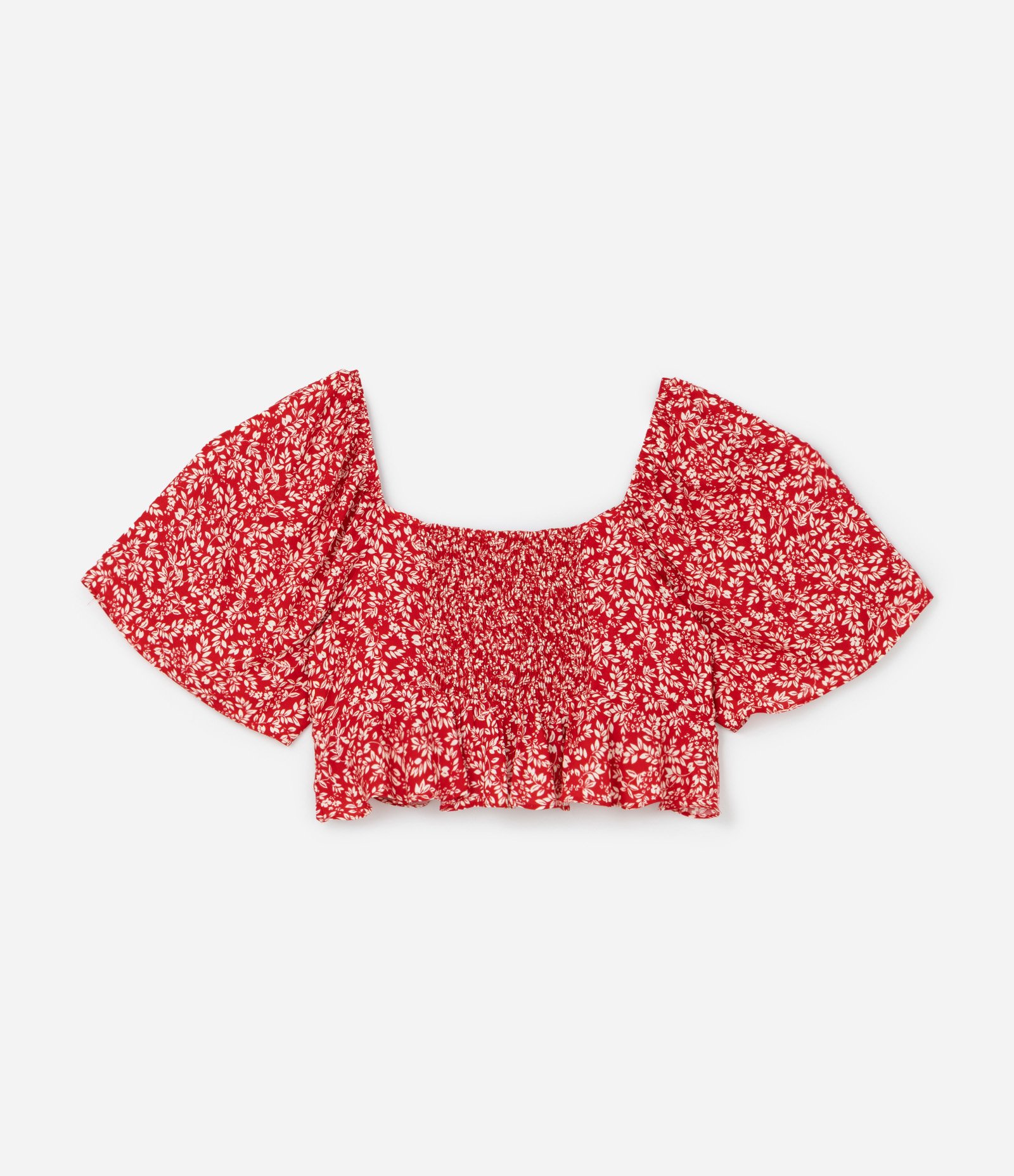 Blusa Cropped em Viscose com Estampa Liberty e Babado na Barra Curve & Plus Size Vermelho 6