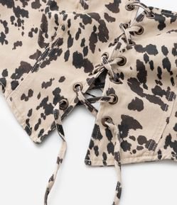 Top em Sarja com Estampa Animal Print Curve & Plus Size