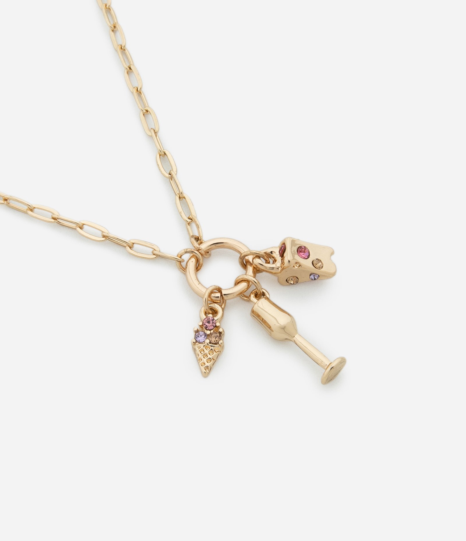 Colar Médio com Pingente Argola e Variados Dourado 1