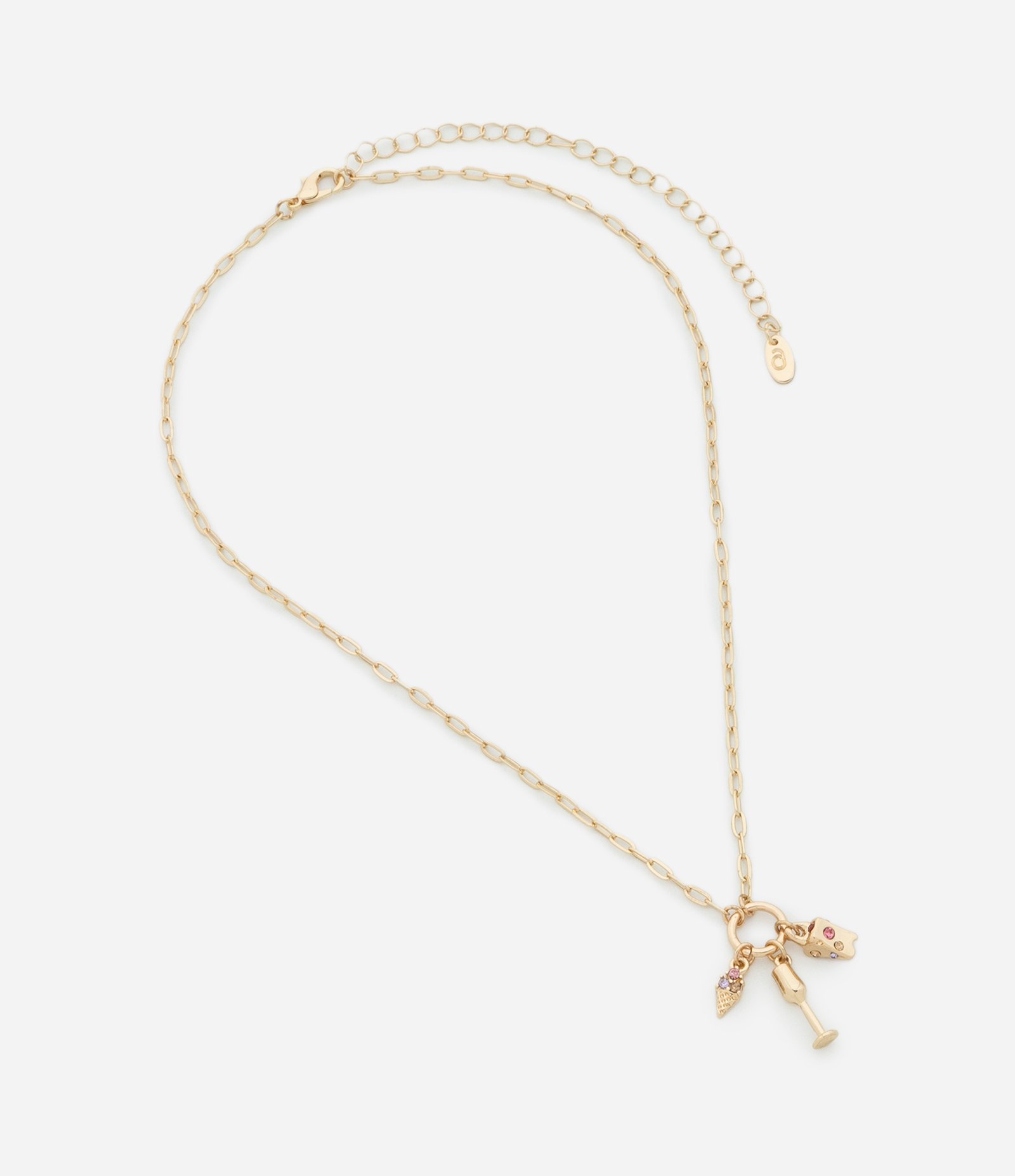 Colar Médio com Pingente Argola e Variados Dourado 2