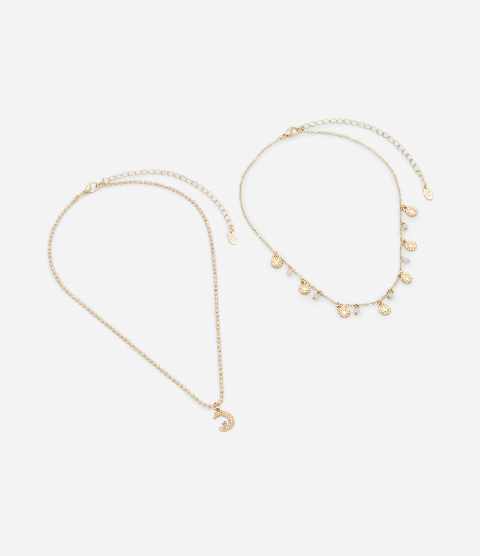 Colar Camadas com Pingentes de Lua e Sol Dourado 2