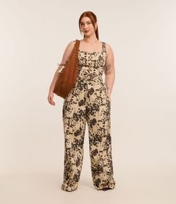 Calça Wide Leg em Sarja com Estampa de Animal Print Vaca Curve & Plus Size