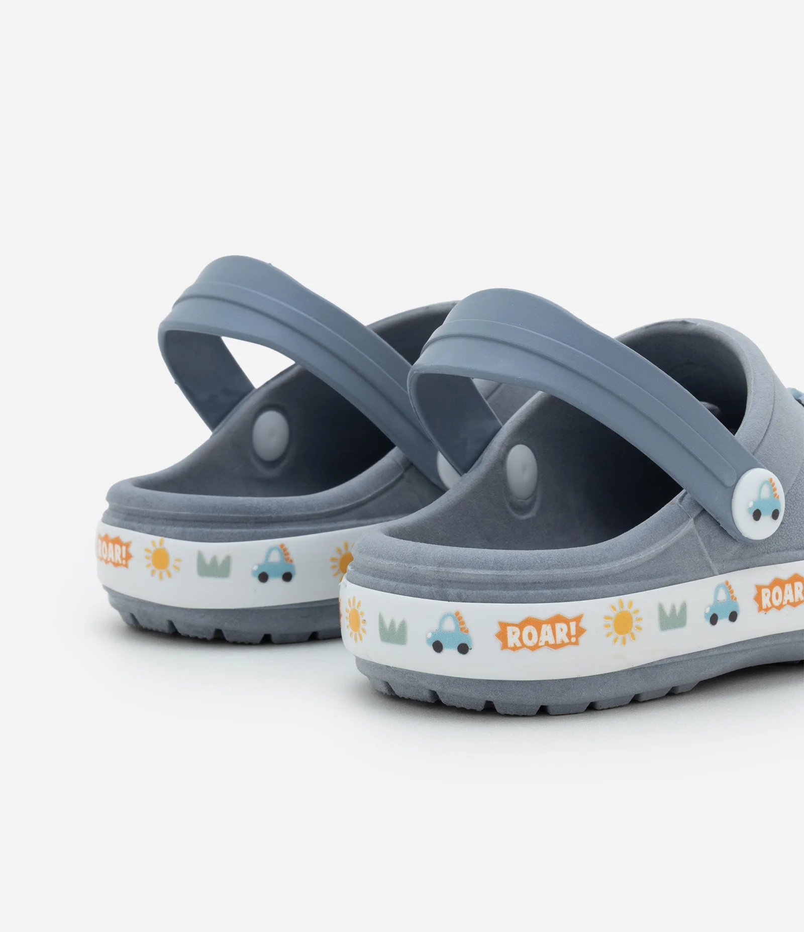 Sandália Babuche Infantil com Patch Dinossauro - Tam 21 ao 28 Cinza 2