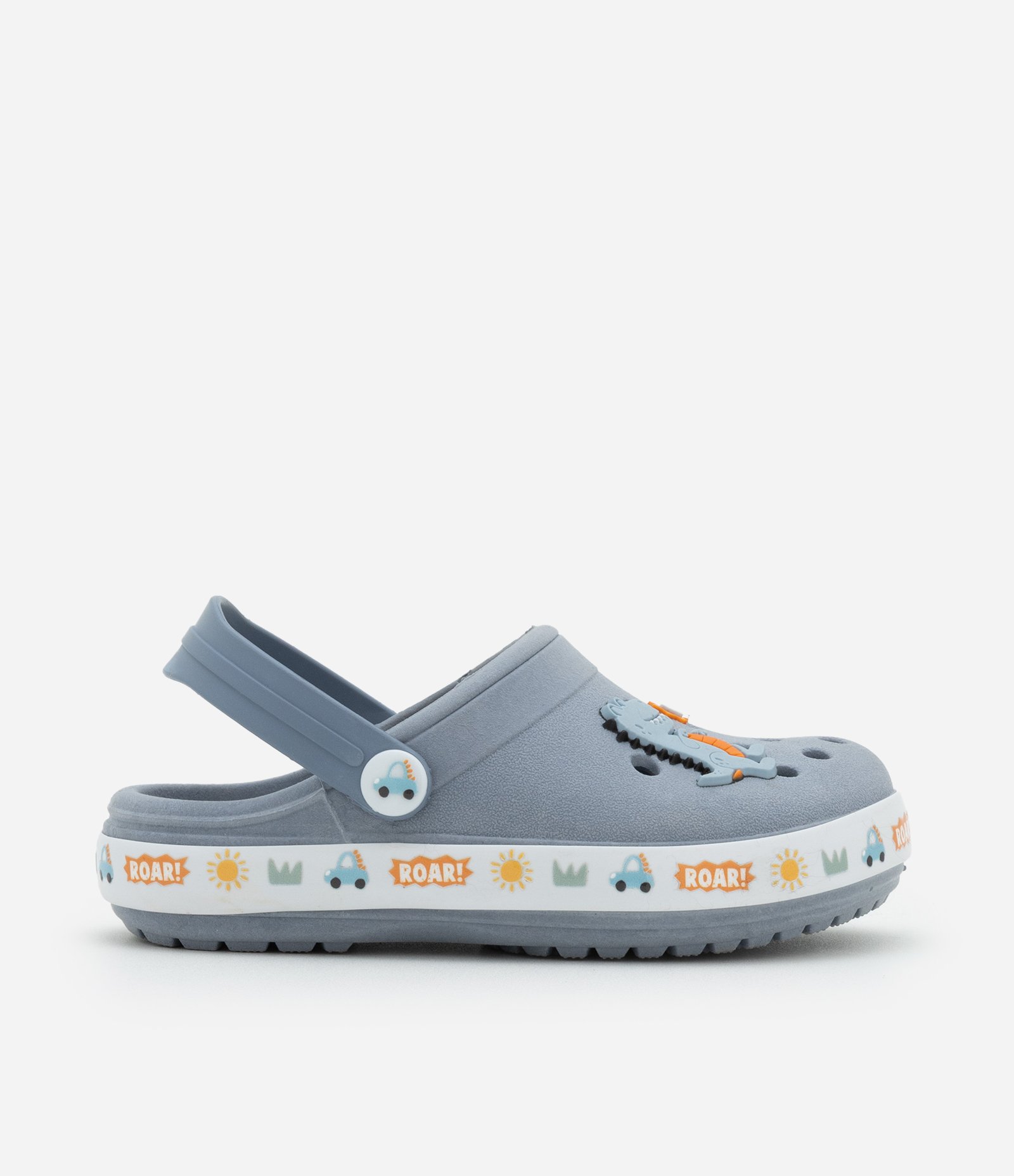 Sandália Babuche Infantil com Patch Dinossauro - Tam 21 ao 28 Cinza 4